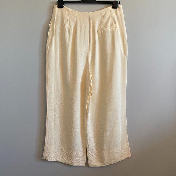 Topshop Wide-leg Cropped Cream Trousers Summer Pants - Picture 3 of 9